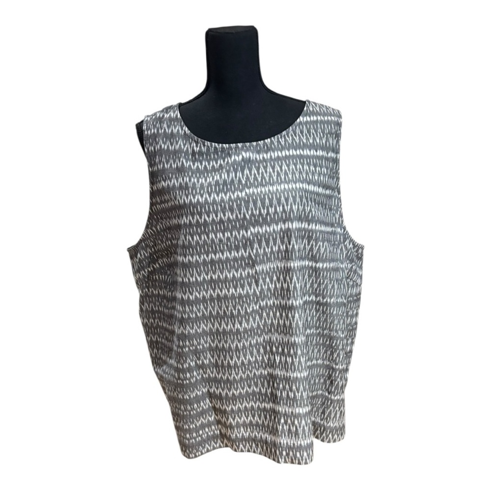 Eileen Fisher Tank Top 3X Sleeveless Gray Pattern Organic Cotton.